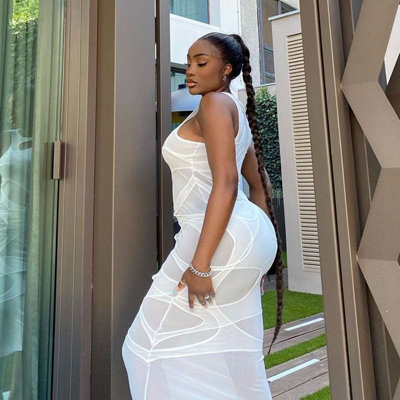 Toya Mesh Maxi Dress